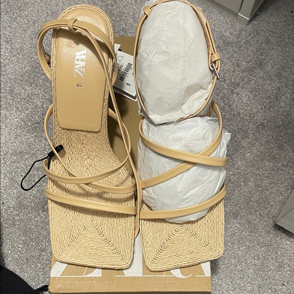 Zara Beige Strappy Sandals